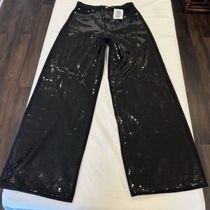 Sam Edelman Black Sequin Wide Leg Jeans